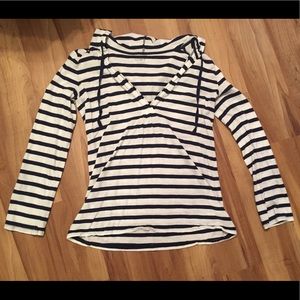 LOFT striped top with hood, size small